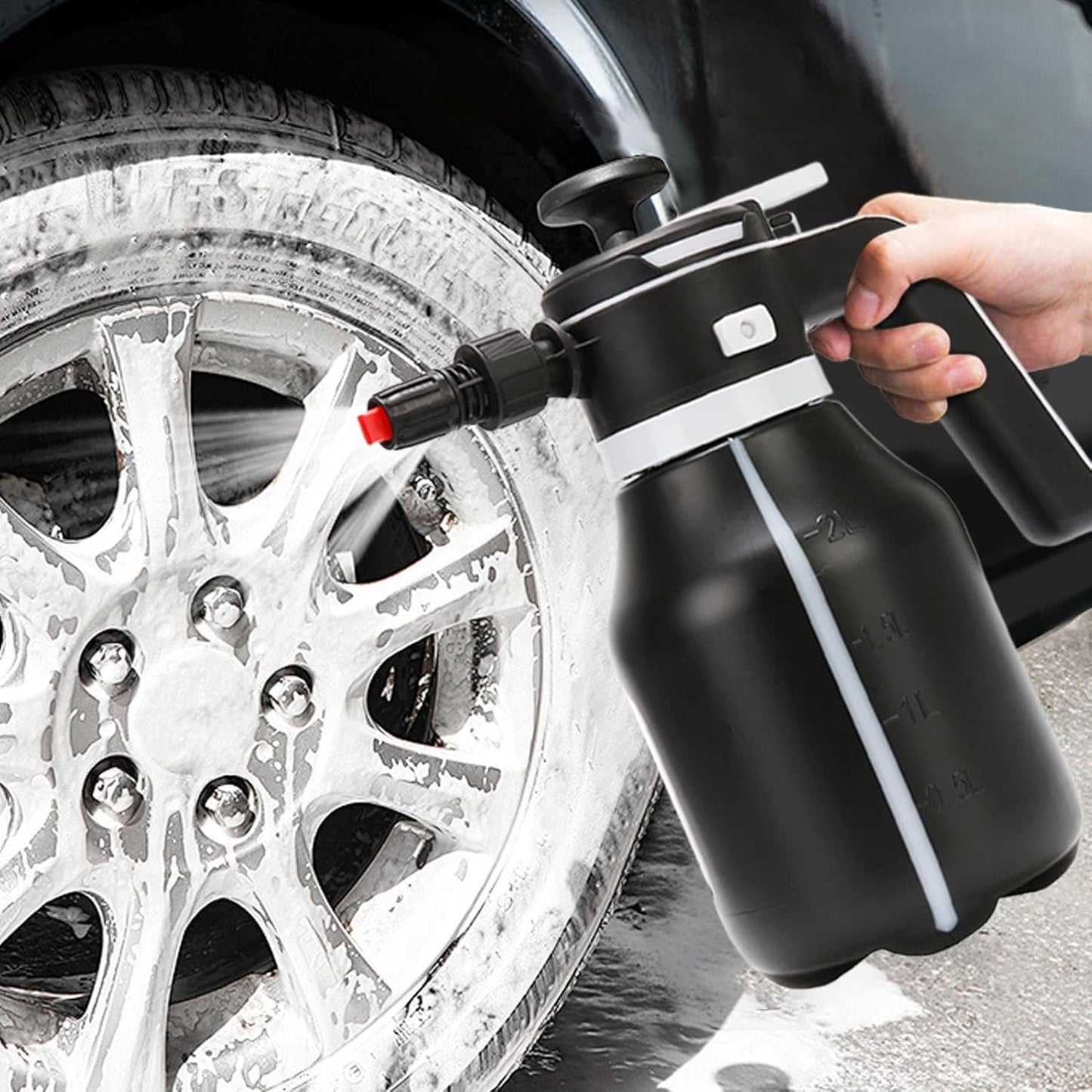 Electric Foam Sprayer, Cordless Car Wash Sprayers, 10.6x9.1 Inch Handheld Multi-Purpose Cleaning Tool, Auto Detailing Sprayer for Kitchen Glass Bathroom Pet Bathing, Black