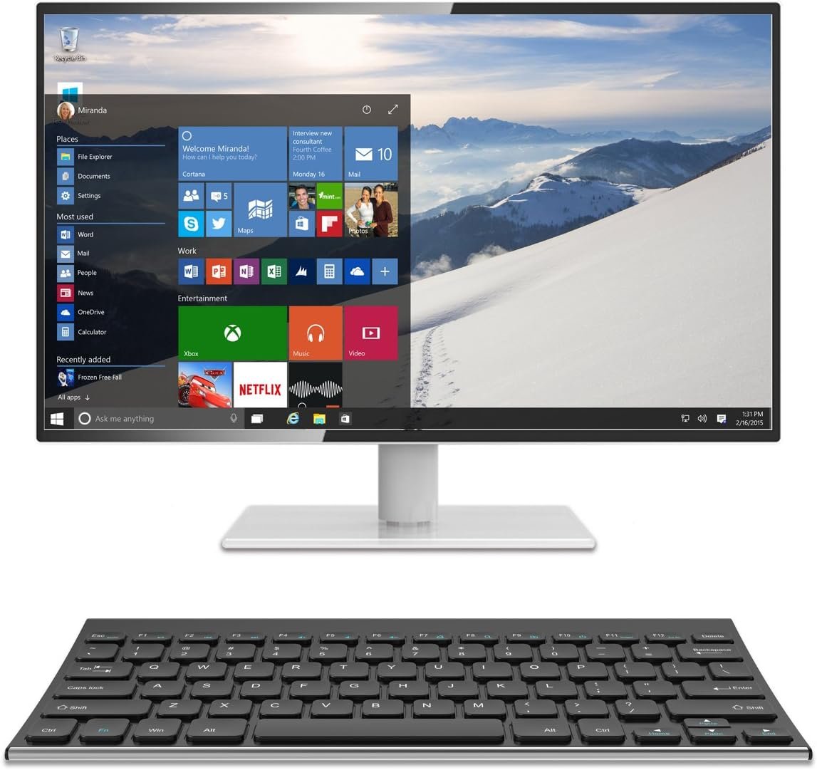 Arteck 2.4G Wireless Keyboard Ultra Compact Slim Full Size Keyboard for Desktop/PC/Laptop and Windows 10/8 / 7 / Vista/XP