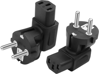 CERRXIAN 2 Pack Schuko to C13 Adapter, 2 Pin CEE 7/7 Male to IEC320 C13 Female Adapter, Suitable for C13 Cables (L)