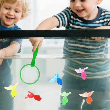 Fishing Bathroom Toy, Animal Fish Catching Game, Fishing Net Bath Toy, Interactive Sensory Play Set, 7.09 x 3.54 inches, Fun for Swimming Pool Outdoor Water Activities