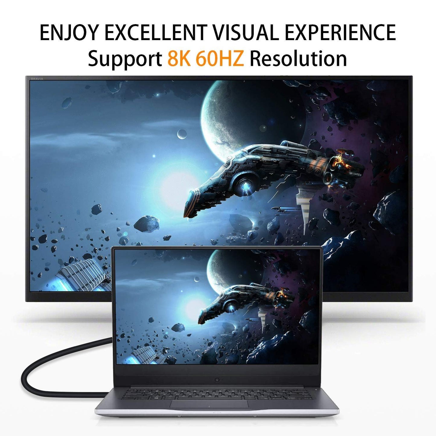 Poyiccot 8K HDMI Extension Cable, Short HDMI 90 Degree Left Angle Male to Female HDMI 2.1 Cable Adapter 48Gbps with 8K 60Hz Video and 3D HDR for TV/Xbox /PS4 /PS5 (Left M/F), 0.5feet