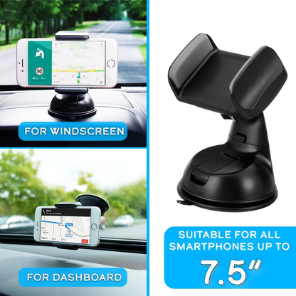 Mobile Phone Holder Car Suction Cup Dashboard Windshield Strong Suction Cup 360° Rotation Horizontal or Vertical Position, Universal Suitable for Smartphones up to 7.5 Inches Screen