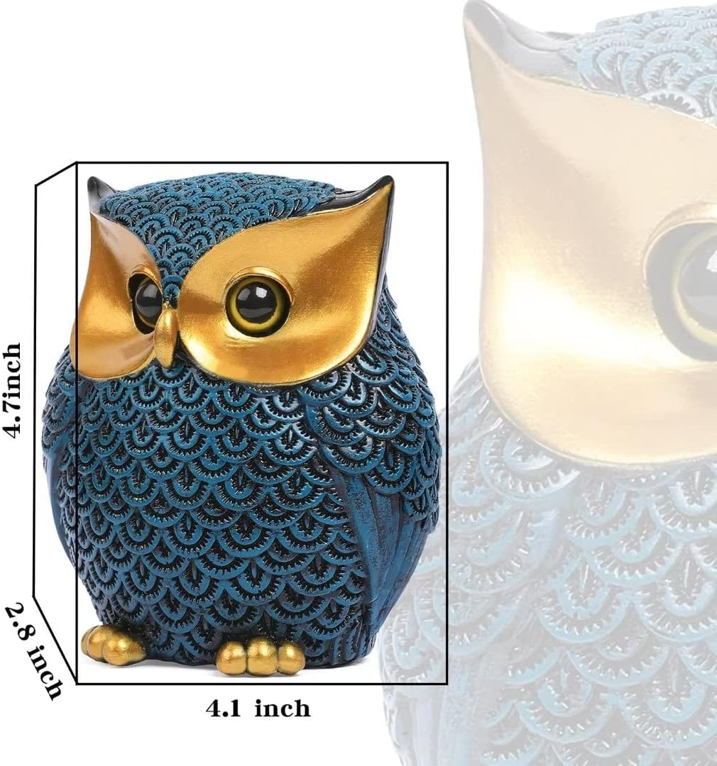 Artpaul Owl Statue Home Decor Accents Small Decor Items for Shelf Owl Figurines Home Decorations for Living Room Office Bedroom, Gifts for Owl Lover (Blue)