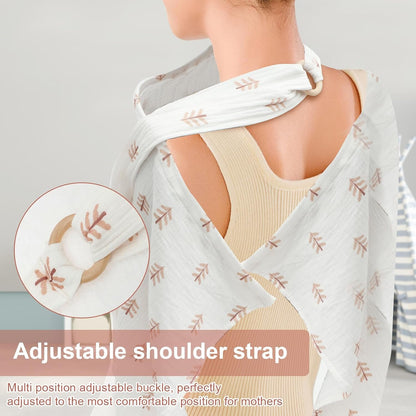 2Pcs Breastfeeding Cover Soft Breathable Cotton Baby Nursing Cover Adjustable Privacy Nursing Apron with Arch Neckline for Mum Home Travel