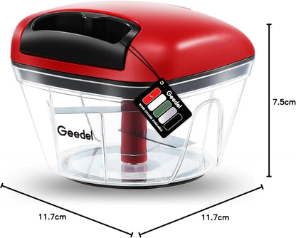 Geedel Manual Pull Vegetable Chopper, Hand Food Chopper Dicer for Kitchen, Easy Cleaning Garlic Onion Chopper for Vegetables, Fruits (500 ML)