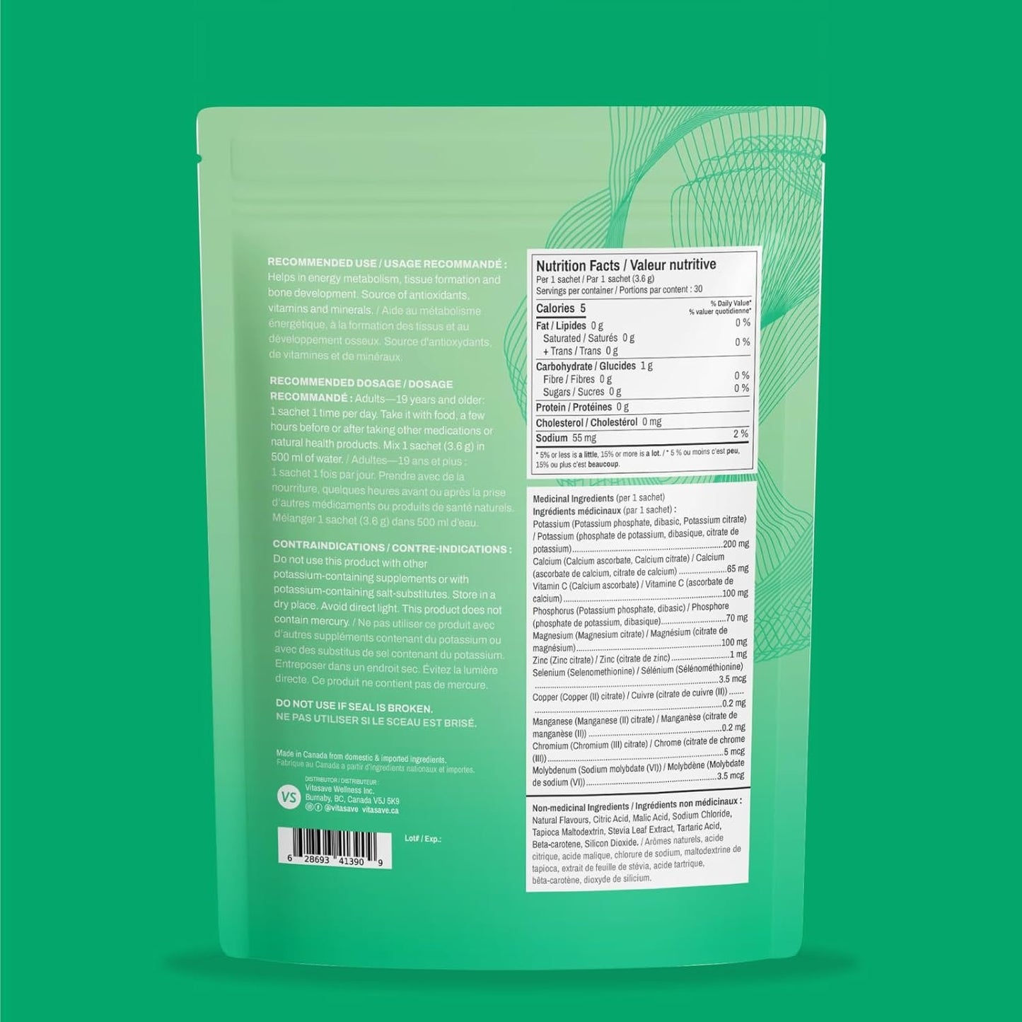 Vitasave Electrolyte Powder – Sugar-Free Hydration Drink Mix with Sodium & Magnesium – No Calories, Keto & Vegan-Friendly, Rapid Replenishment & Muscle Recovery – Classic Lemonade (108g, 30 Servings)