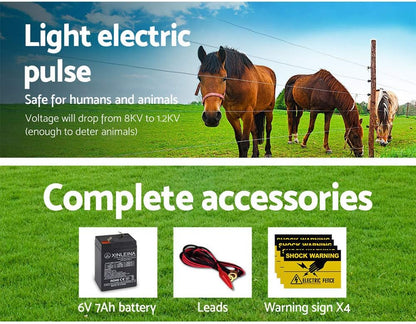 GIANTZ Fence Energiser 8Km Solar Energizer Charger, Fencing Equipment Farm Barrier Animals, 0.3J