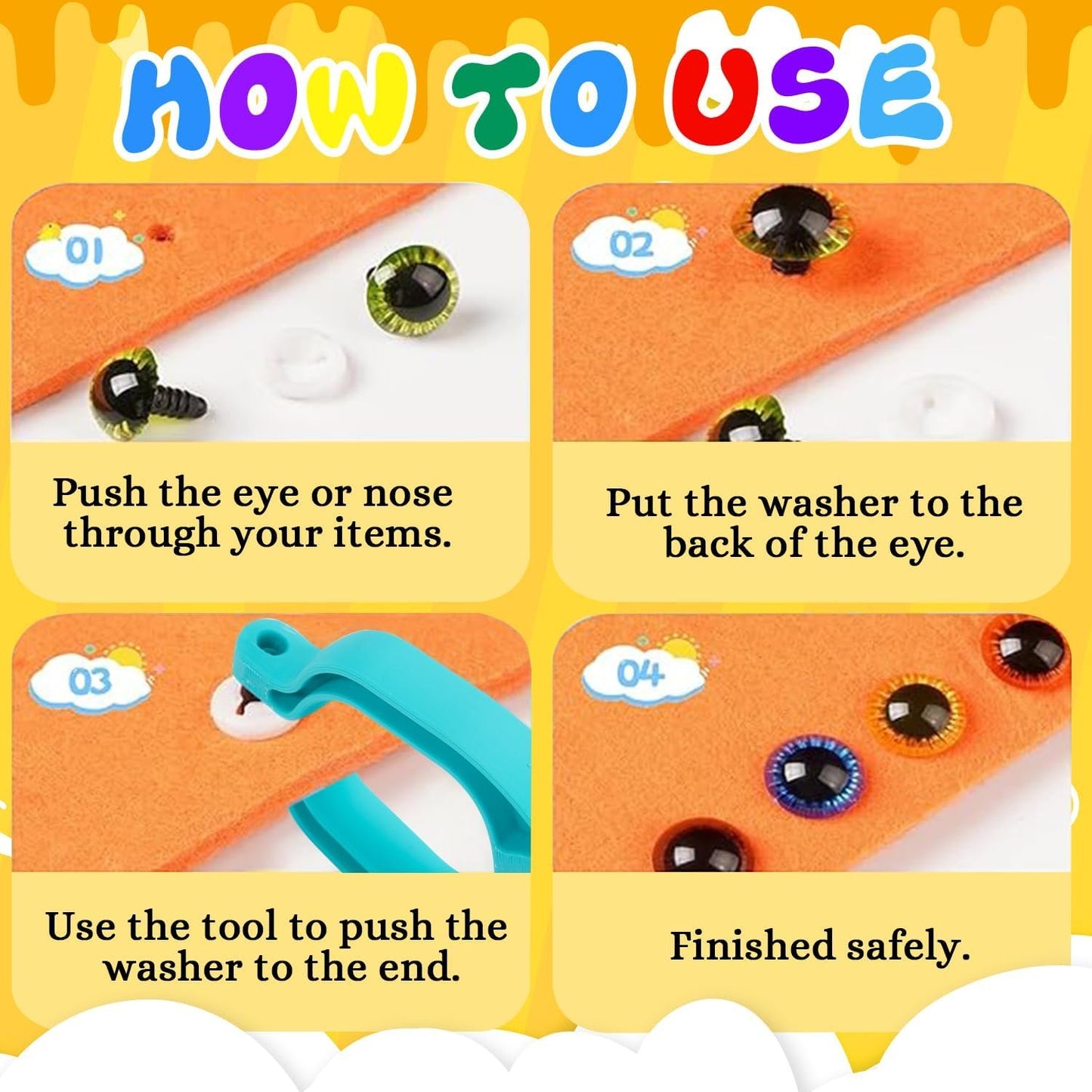 Safety Eye Tool Auxiliary Tool for Attaching,Safety Eyes for Crocheting, Eyes Snapper Crochet Tools for Amigurumi Crochet & Stuffed 5-30mm Animal Eyes Making Supplies DIY Craft