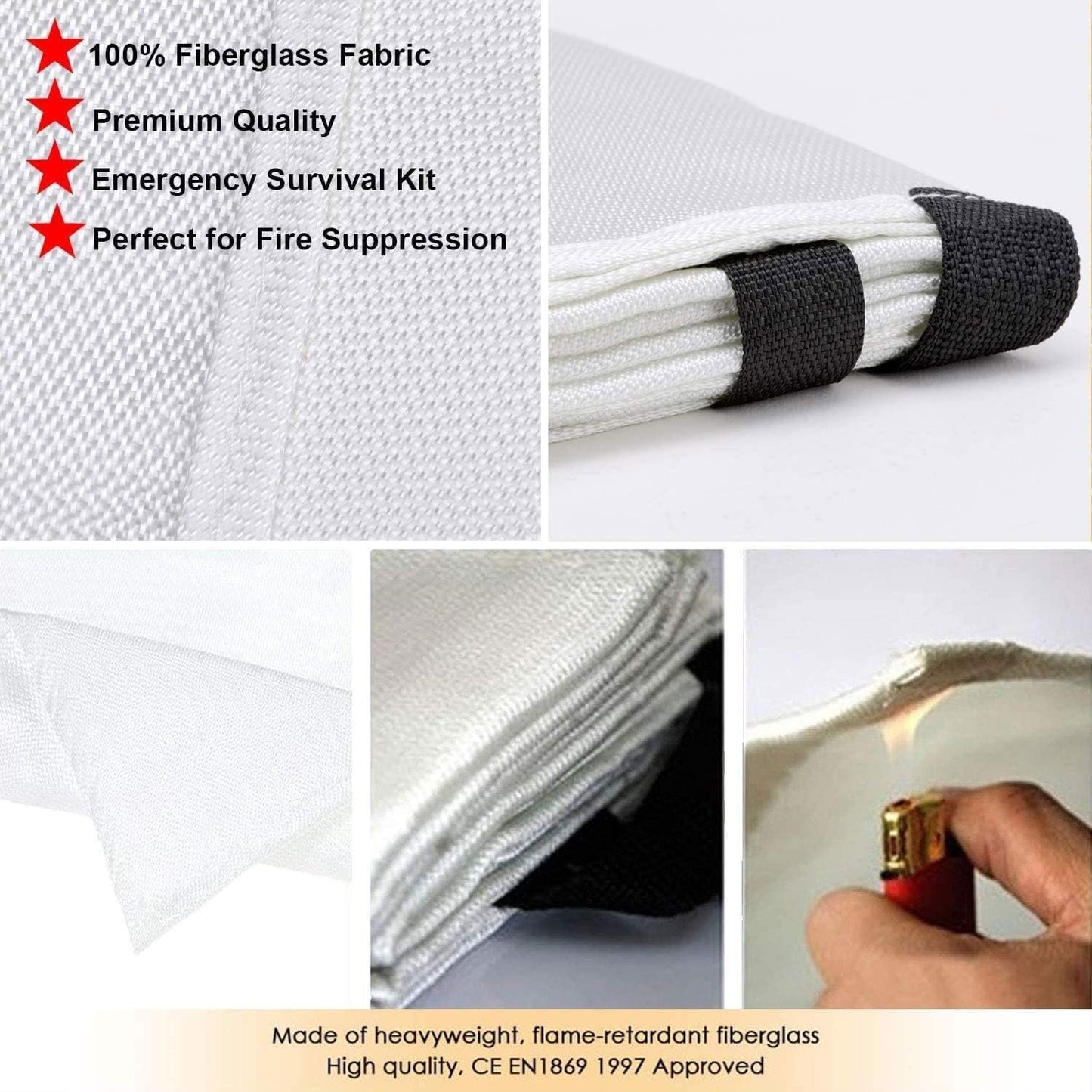 Emergency Fire Blankets for Home and Kitchen - Fire Retardant Blankets Suppression Blanket Flame Retardant Protection&Heat Insulation Design for Kitchen Stove Office Fireplace Car (39.3X 39.3inch)