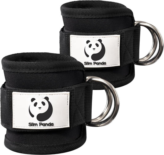 Slim Panda Ankle Straps for Kickbacks,Leg Extension Gym Cable Machines with Double D-Ring Workout Ankle Straps for Cable Machines