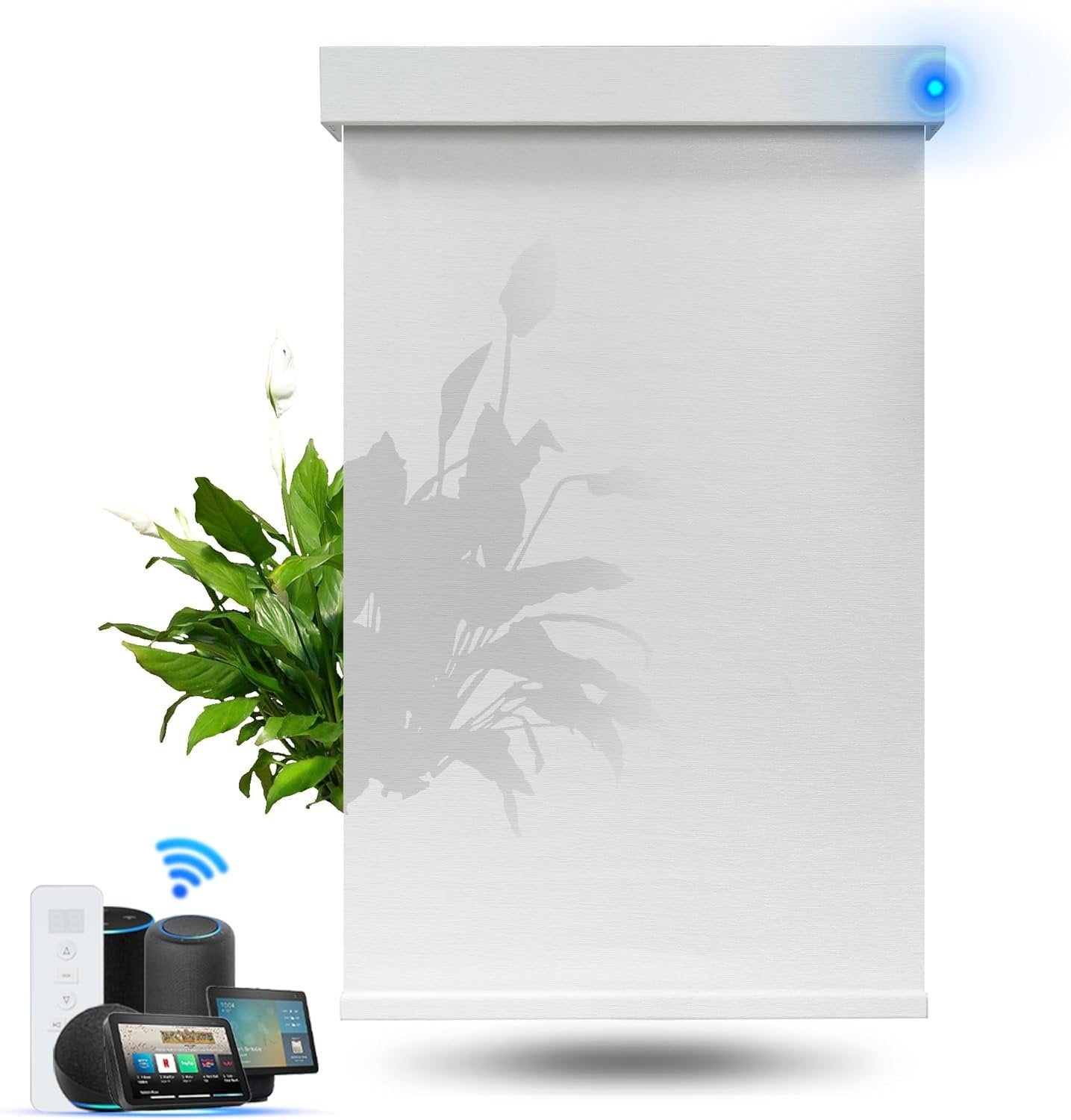 Blindify Motorized Blinds with Remote, Light Filtering Smart Roller Blinds Compatible with Apple Homekit Google Home and Alexa, Automatic Window Blinds Customize, White