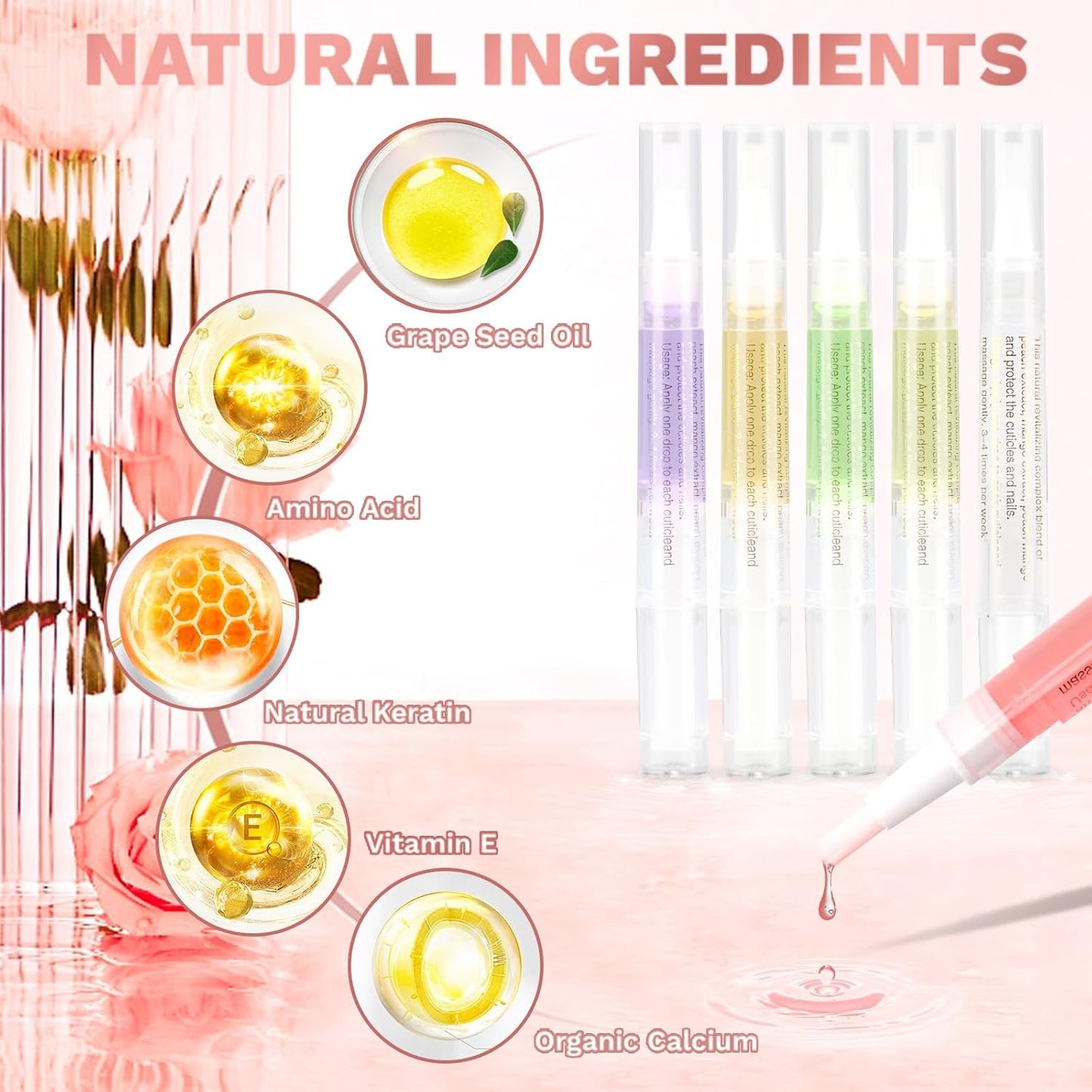 Nail Nutrition Pen,6PCS Nail Cuticle Oil Pen Set Nail Nutrition Oil Nail Care for Repairing Cracked & the Dry Cuticle (Mix Flavors)