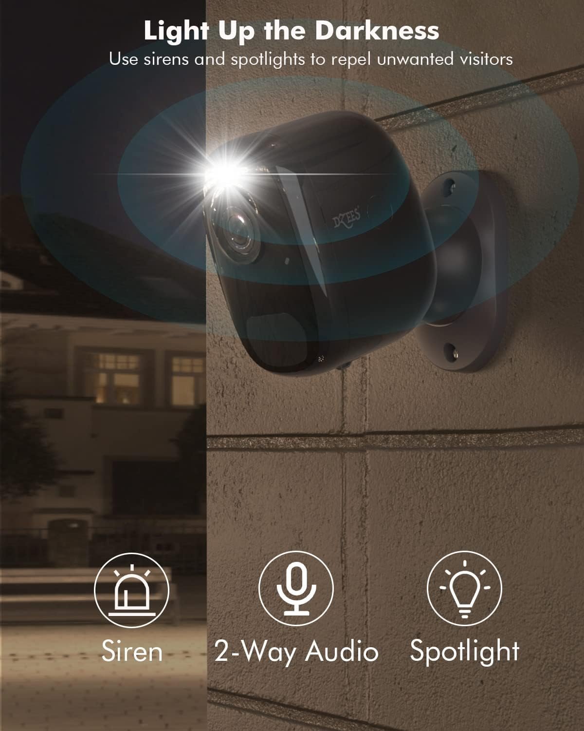Dzees 4MP Outdoor Camera Wireless with Magnetic Mount Battery Powered Security Camera Outdoor for Home Security, 2.4Ghz WiFi/AI Motion Detection/2-Way Talk/4MP Color Night Vision/IP66/Cloud/SD