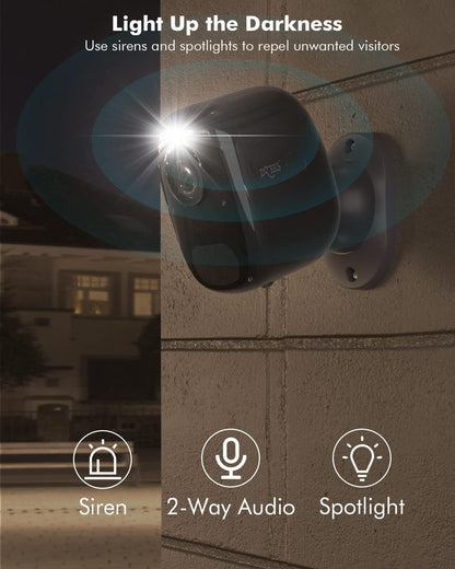 Dzees 4MP Outdoor Camera Wireless with Magnetic Mount Battery Powered Security Camera Outdoor for Home Security, 2.4Ghz WiFi/AI Motion Detection/2-Way Talk/4MP Color Night Vision/IP66/Cloud/SD