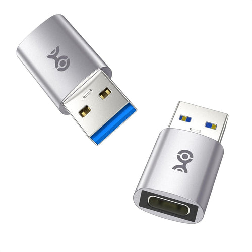 Cable Matters 2-Pack 10Gbps USB to USB C Adapter, USB-A Male to USB-C Female Adapter for Fast Charging & High-Speed Data Transferring, Reversible USB-C Port