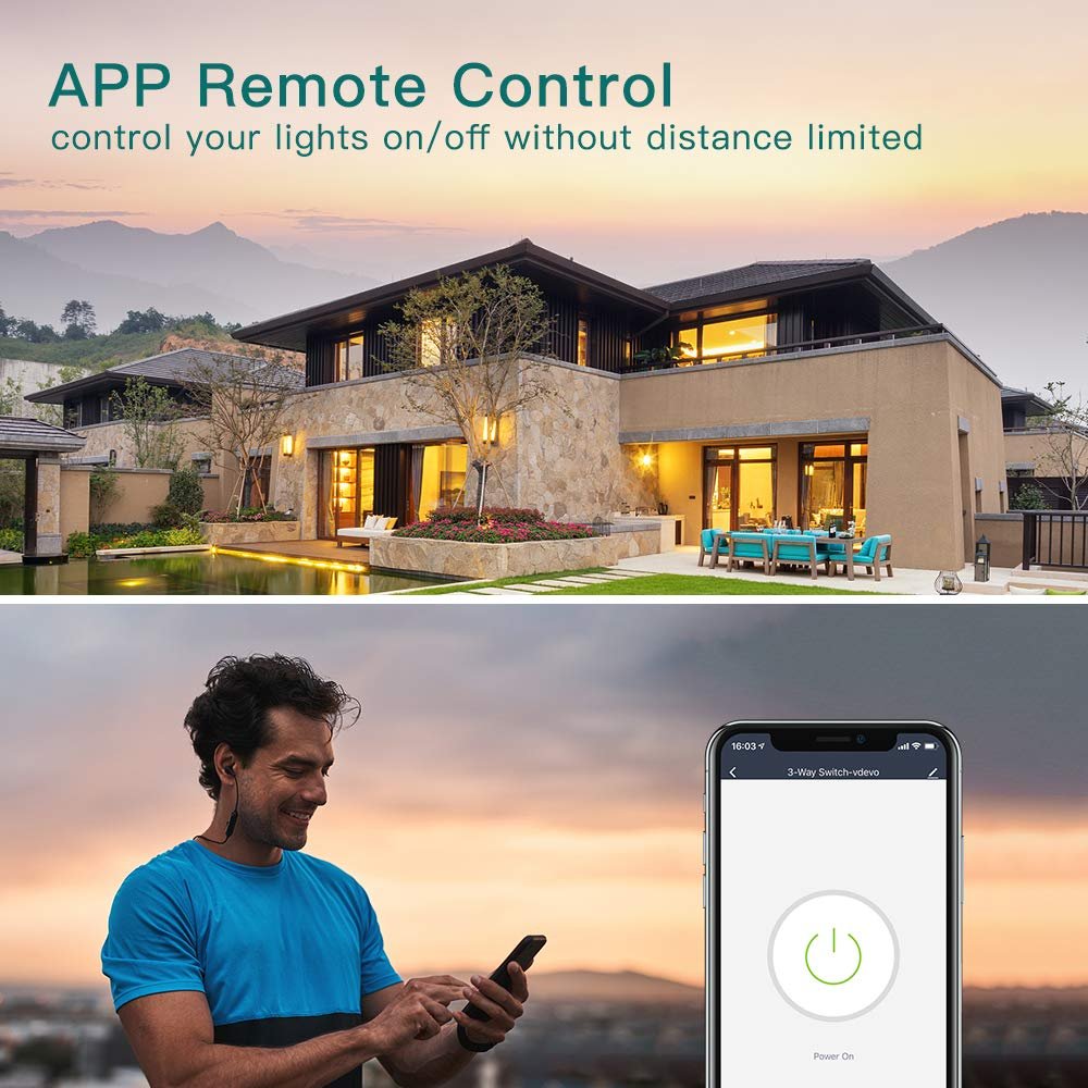 TREATLIFE 3 Way Smart Switch, Smart Home Light Switch Works with Alexa and Google Assistant, Neutral Wire Required, Remote Control, Schedule, No Hub Required, 2.4GHz WiFi