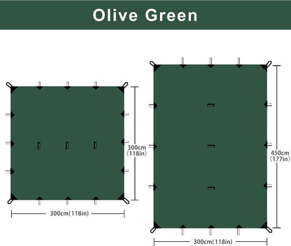 KALINCO Waterproof Camping Tarp Tent Hammock Rain Fly, 10X10FT/10X15FT, Mutifunctional Tent Footprint Lightweight Tarp for Camping, Hiking and Survival Shelter