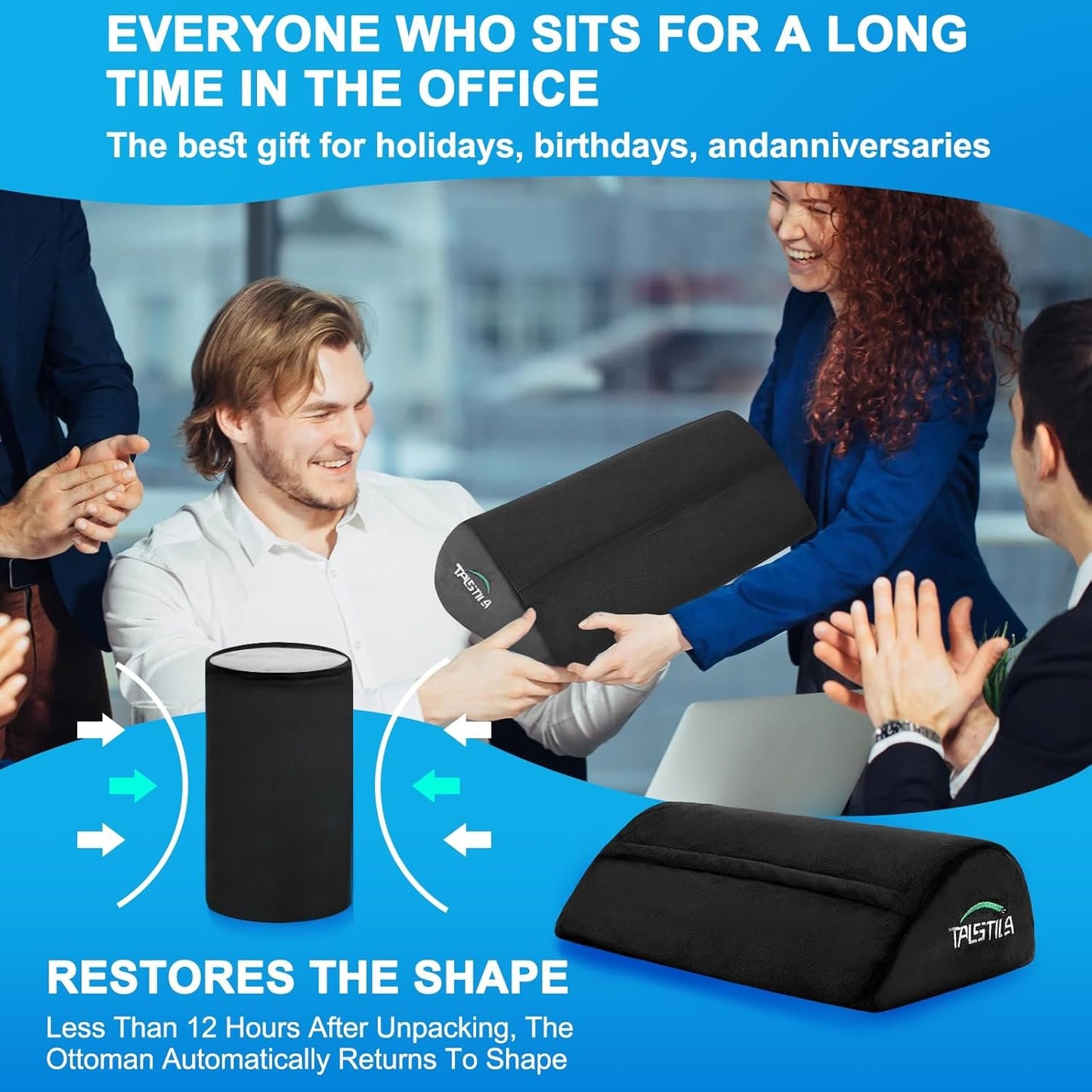 TALSTILA Foot Rest for Under Desk at Work, Footrests with Warm Plush Feet Pocket, Ergonomic Foam Footrest, Under Desk Footrest, for Office Desks & Office Chair - Back & Leg Pain Relief