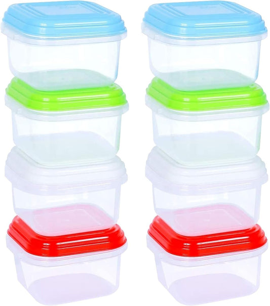 ARSUK Baby Food Storage Containers (4 oz/120ml) - Small Containers with Lids for Freezer - Plastic Snack Pots, Microwave & Dishwasher Safe, BPA Free (8 Pack)