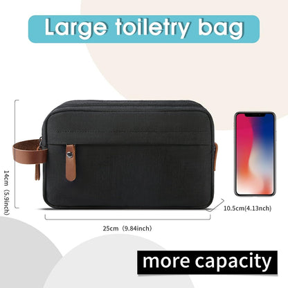 Toiletry Bag Oxford Cloth Toiletry Bag for Men and Women Portable Travel Shaving Dopp Kit Water-Resistant Cosmetic Bag Travel Organizer Storage for Accessories, Black