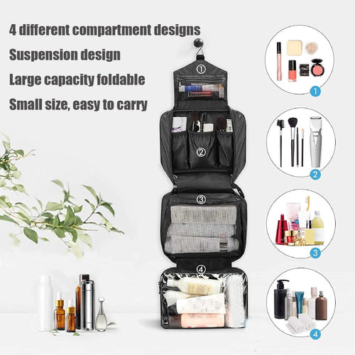 Hanging Toiletry Bag，Foldable Toiletry Bag, Travel Organizer，Cosmetic Storage Case, Men and Women Travel Toiletry Bag, Waterproof Hanging Toiletry Bag， Hygiene Bag，Bedroom, Bathroom（Black）