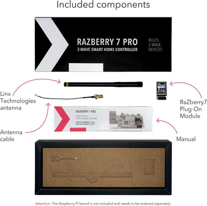 RaZberry 7 Pro - Z-Wave Plug-On Module for Raspberry Pi (US frequency), Great for DIY Smart Home. Compatible with Z-Way and Home Assistant