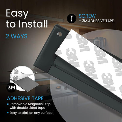 EShine 1 Pack 20 inch Black Smart Dimmable LED Under Cabinet Lighting Kit Compatible with Alexa, Google - Light Color Warm White (3000K)