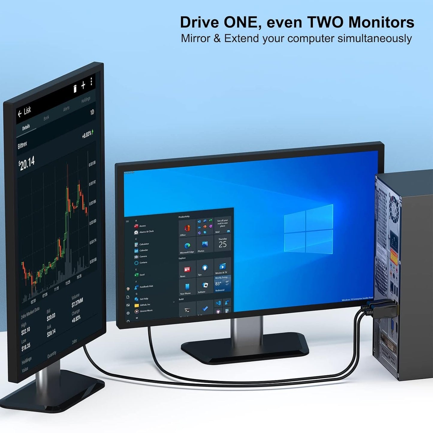 BENFEI DisplayPort to DVI 6 Feet Cable, DisplayPort to DVI Adapter Male to Male Gold-Plated Cord Cable for Lenovo, Dell, HP and Other Brand