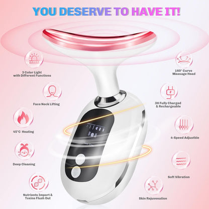 Face Firming Device for Neck Face, 4 Modes Face Lifting Device, 3 in 1 Portable Face Massager for Lifts and Tightens Skin, Skin Care, Neck Care, Firm Smooth