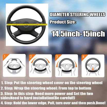 TSUGAMI Leather Car Steering Wheel Cover, Universal 15 Inch for Car Truck SUV, Non-Slip and Breathable, Sport Style Design Odorless Steering Wheel Protector, Automotive Interior Accessories (Coffee)