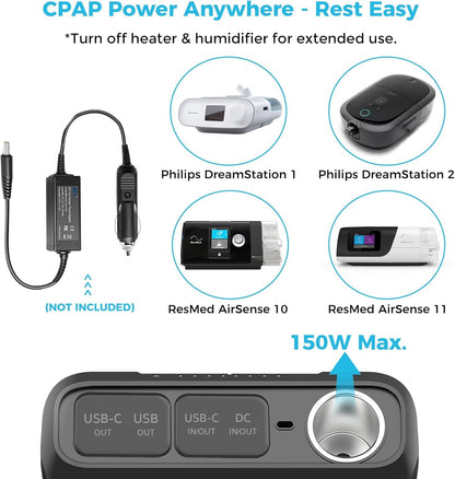 Renogy 72000mAh 266Wh 12v Power Bank, CPAP Battery for Camping, High Capacity Power Bank with DC 12v & Flashlight, CPAP Battery Backup Power Supply, Large Camping Power Bank for CPAP, Emergency