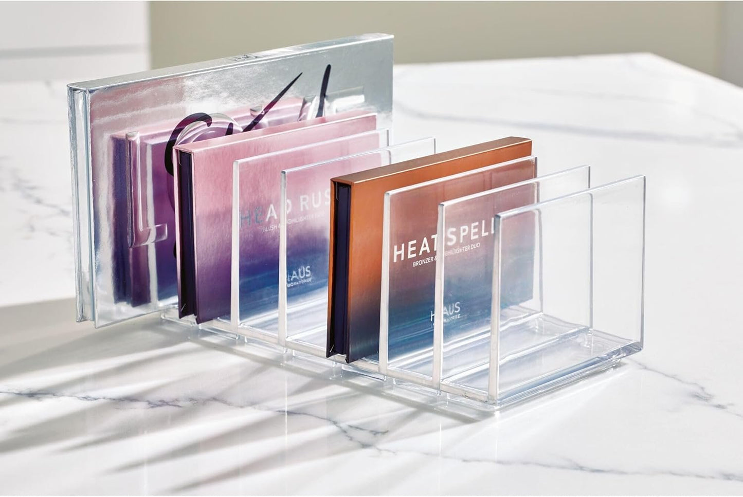 iDesign Signature Series by Sarah Tanno 7-Compartment Makeup Palette Organizer, Clear/Matte White