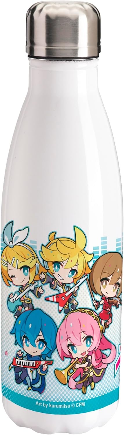 ABYSTYLE Hatsune Miku Anime Water Bottle 16.9 Fl Oz White Aluminum Anime Manga Drinkware Home & Kitchen Merch Gift