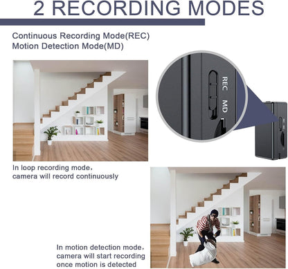 FUVISION No WiFi Security Camera,Mini Camera Surveillance,1080P Micro Camera,Small Camera 90 Minutes Battery,Portable Nanny Camera Motion Detect,24/7 Loop Record,Perfect for Home and Office Security