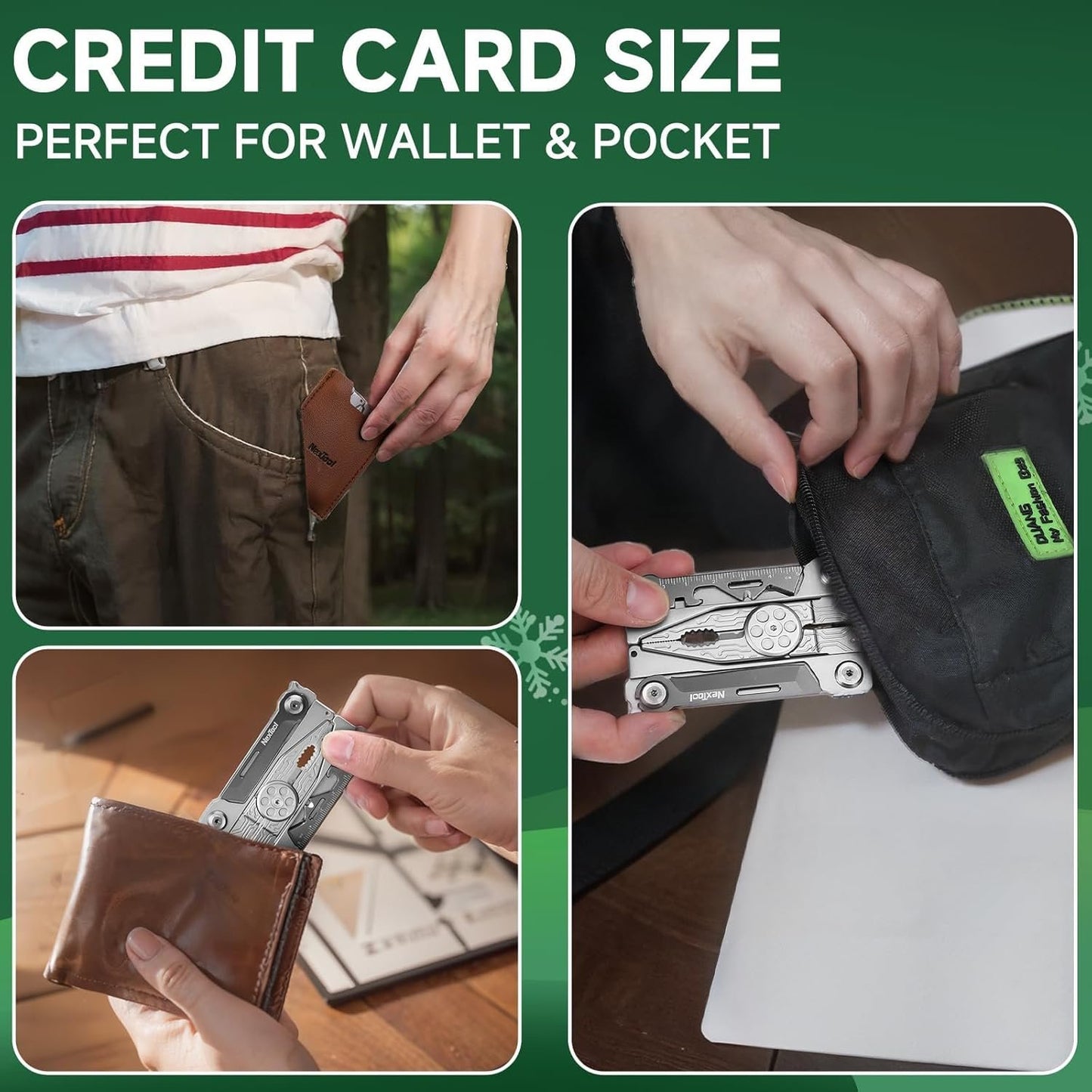 NexTool Credit Card Sized Multitool, Silver Blade Multi Tool, 20 in 1 with Pliers, Knife, Bottle Opener, Hexagon Spanner, Compact, Lightweight EDC Tools fit into Wallet,Gifts for Men and Women