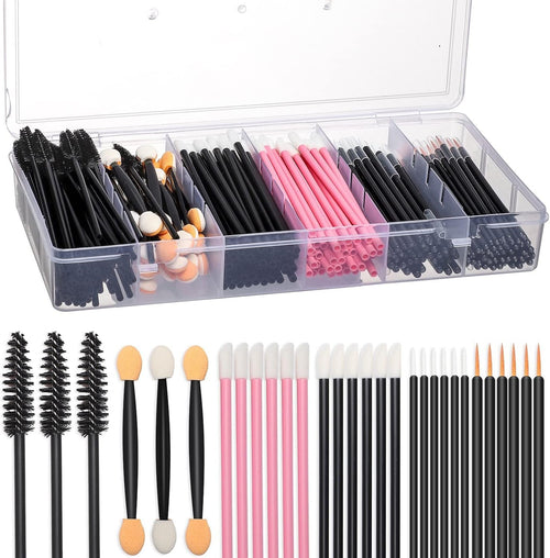 300pcs Disposable Makeup Tool Kit,Brow brush/Mascara brush/Lip Applicators/Eyeshadow applicators/Eye liner brush,JASSINS Makeup Disposable Accessories With Organizer Box