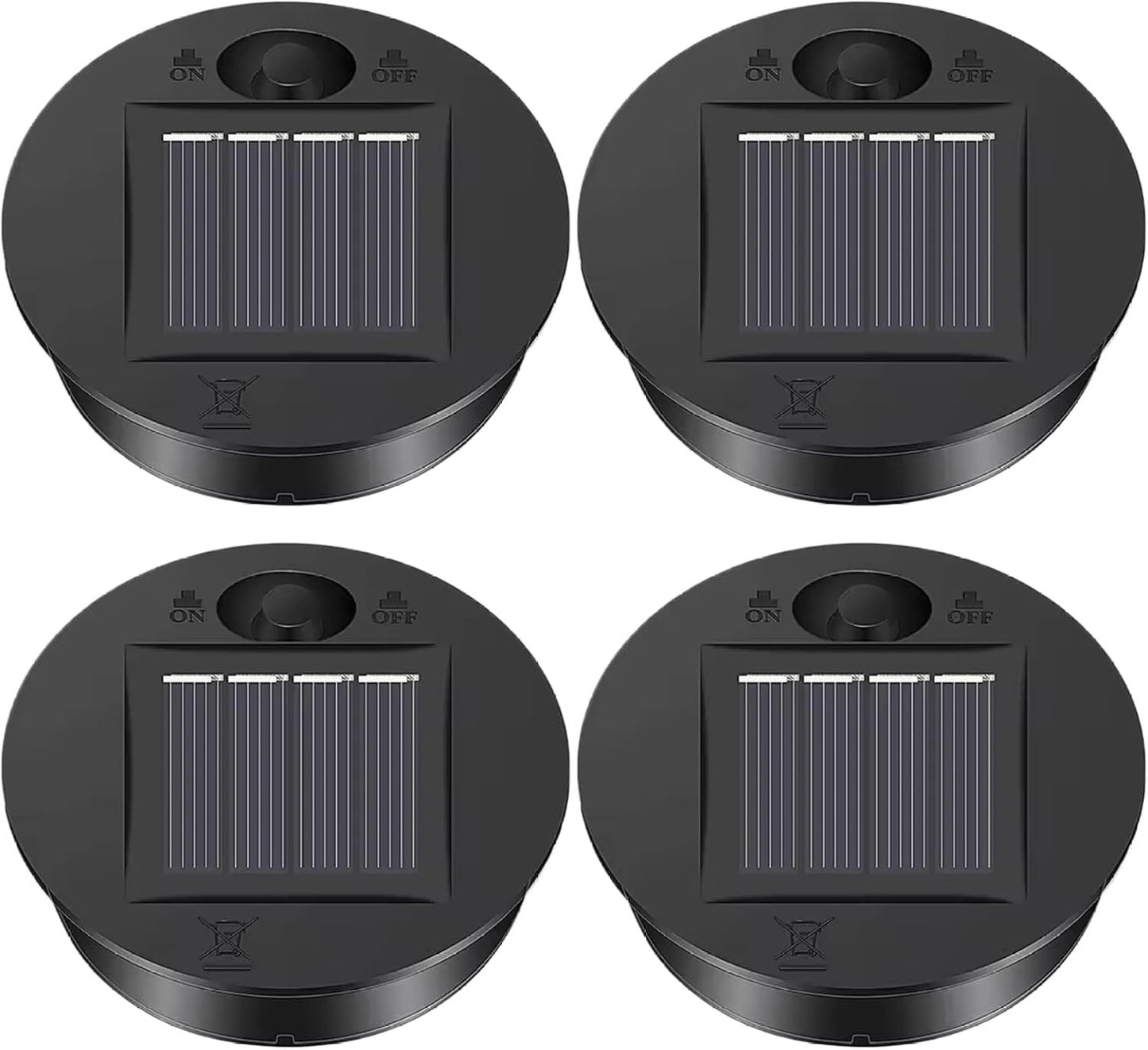 4Pcs Solar Light Replacement Tops 2.76" Intelligent Photosensitive Control LED Replacement Solar Light Tops for Outdoor Garden Wrought Iron Lanterns Parts