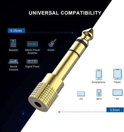 DIGITNOW! 3.5mm Male to 6.35mm Female and 6.35mm Male to 3.5mm Female Stereo Jack Adapter Gold-Plated Connectors Compatible with Guitar Electronic Keyboards Headphones, 4 Pack
