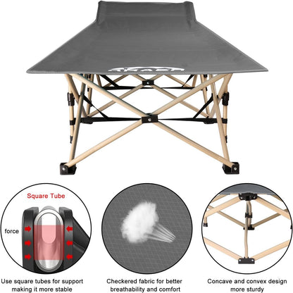 Camping Cot, 450LBS(Max Load), Portable Folding Outdoor Bed with Carry Bag for Adults Kids, Heavy Duty Cot for Traveling Gear Supplier, Office Nap, Beach Vocation and Home Lounging