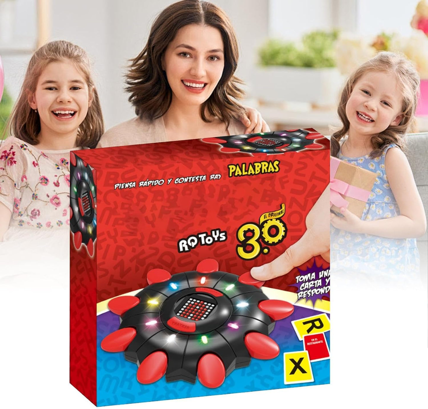 Interactive Alphabet Word Game, Card Play Board Learning Toy, Educational Handheld Fun, Ideal for Party & Family with Kids Colorful Set, 10.43 x 10.43 x 1.97 Inches