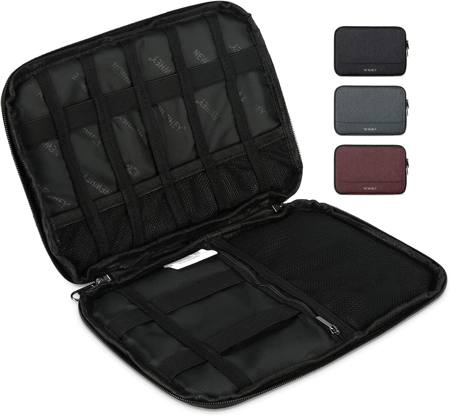 NEWHEY Portable Waterproof Cable Organizer Bag Gadget Electronic Accessories Bag for Travel USB Drive Hard Drive Charger Black, grey, Casual