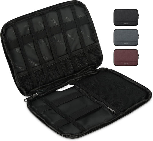 NEWHEY Portable Waterproof Cable Organizer Bag Gadget Electronic Accessories Bag for Travel USB Drive Hard Drive Charger Black, grey, Casual