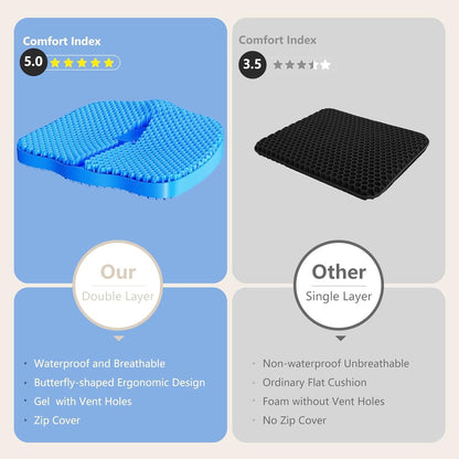 Tsmertor Gel Seat Cushion for Office Chair 3.54in Thick Ergonomic Gel Cushion Seat Pad for Long Sitting Relieve Sciatica Back,Pressure Sore&Ulcer Pain for Wheelchair Office Chairs Car Seats