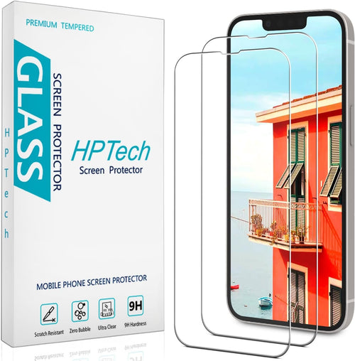 [2 Pack] HPTech Screen Protector for iPhone 13/13 Pro 6.1-Inch Tempered Glass, Anti-Scratch, Bubble Free
