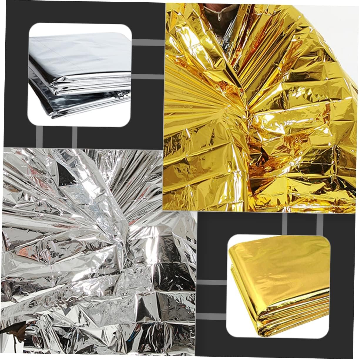 Parliky Emergency Thermal Blanket Set Survival Gear Camping Blanket Heat Reflective for Outdoor Protection