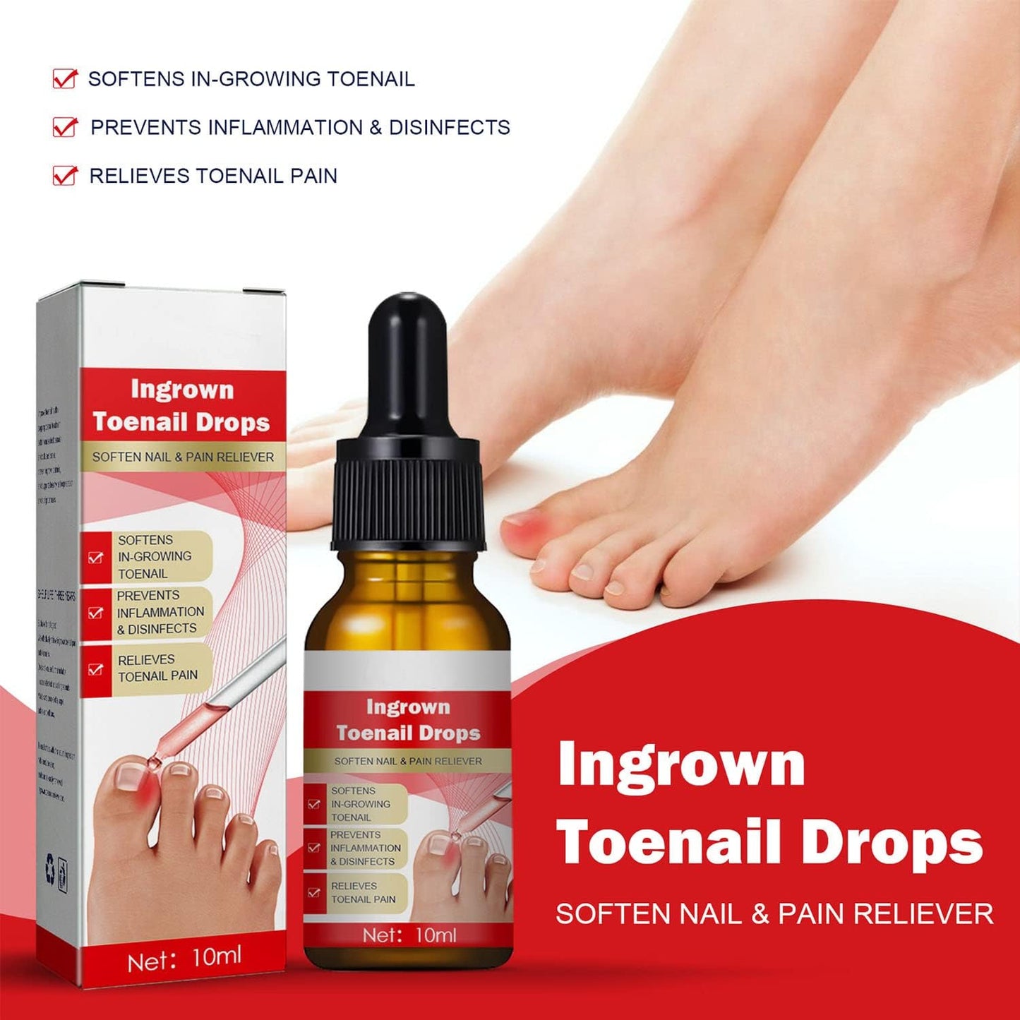 Nailhelper Ingrowth Toenail Correction Oil, Ingrown Toenail Drops, Nail & Cuticle Care, Ingrown Toenail Tool for Nail Repair (2pcs)