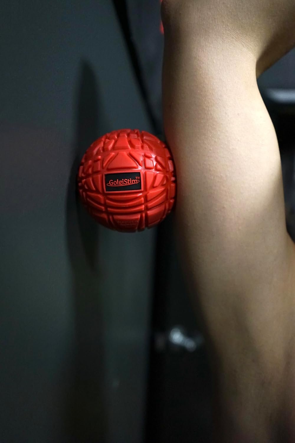 GolgiStim Large Trigger Point Massage Ball - Hard Rubber Therapy Ball for Myofascial Massage - Deep Tissue Massager for Myofascial Release and Pressure Point Recovery (Red (Medium))