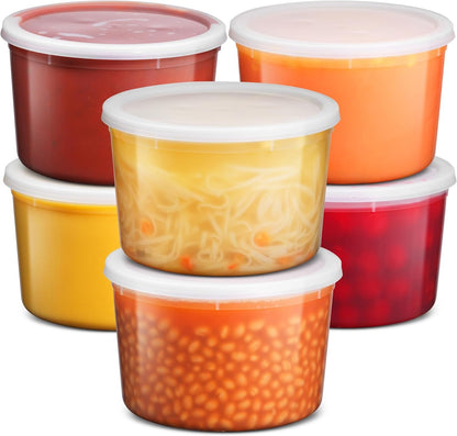 64 oz Food Storage Containers with Lids Pack of 6, Half Gallon Round Plastic Deli Container with Leak-Proof Lid, BPA-Free, Freezer, Dishwasher & Microwave Safe