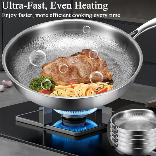 Padella Fritta Essenziale In Titanio - Padella Antiaderente Con Coperchio | Magic Fry Frying Griddle | Padella Antiaderente In Titanio Con Coperchio E Spatola - Gadget Per Utensili Da Cucina Per