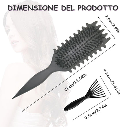 JOIYHY Curved Hair Brush, Curly Hair Brush, Brush for Hair Bounce, Professional Detangling Hair Brush for All Hair Types (Black)